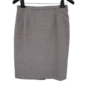 Vintage Talbots Skirt Size 12 Wool Blend Black White Houndstooth Pencil At Knee